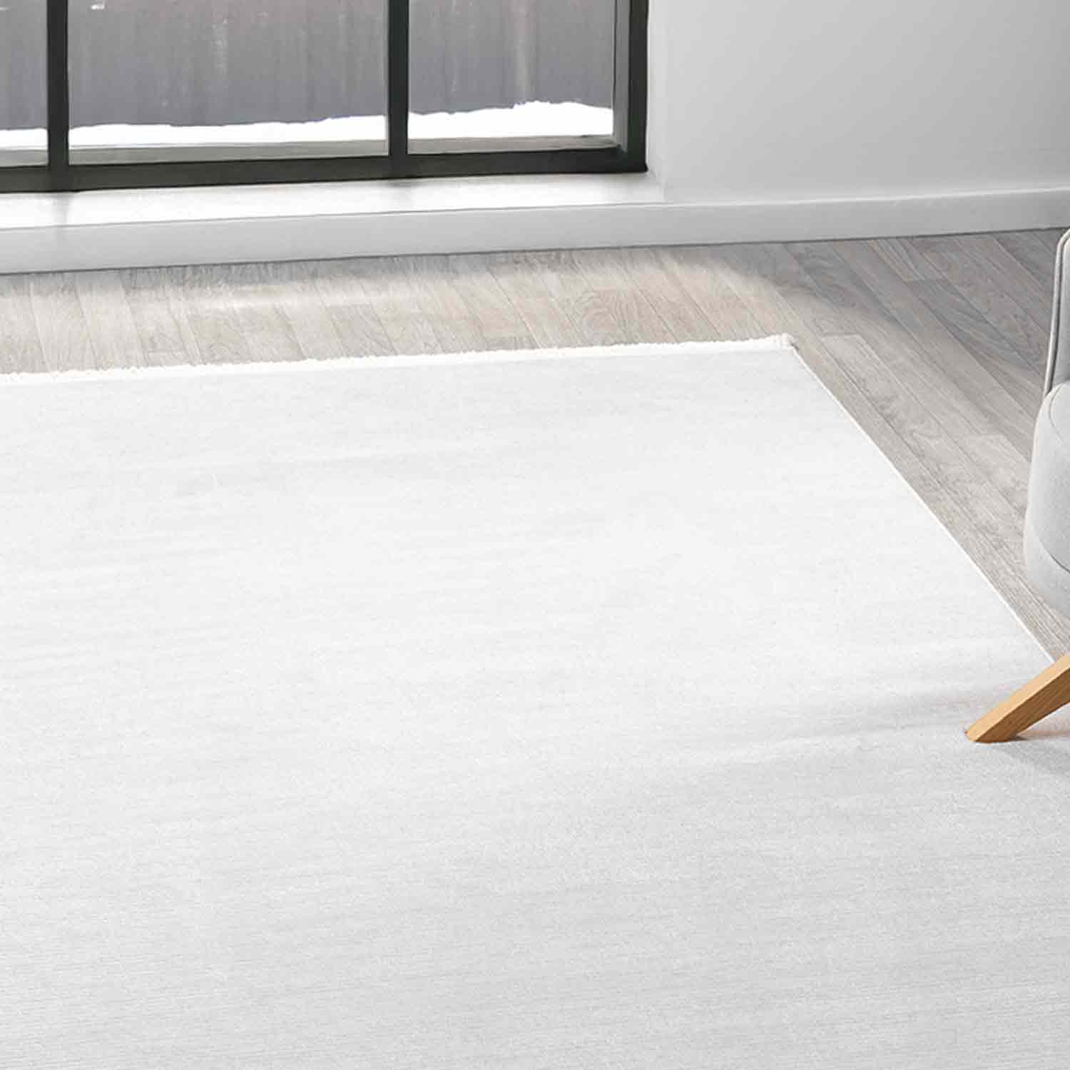 Düz Krem Yatay Çizgili Modern Halı-Pera Halı