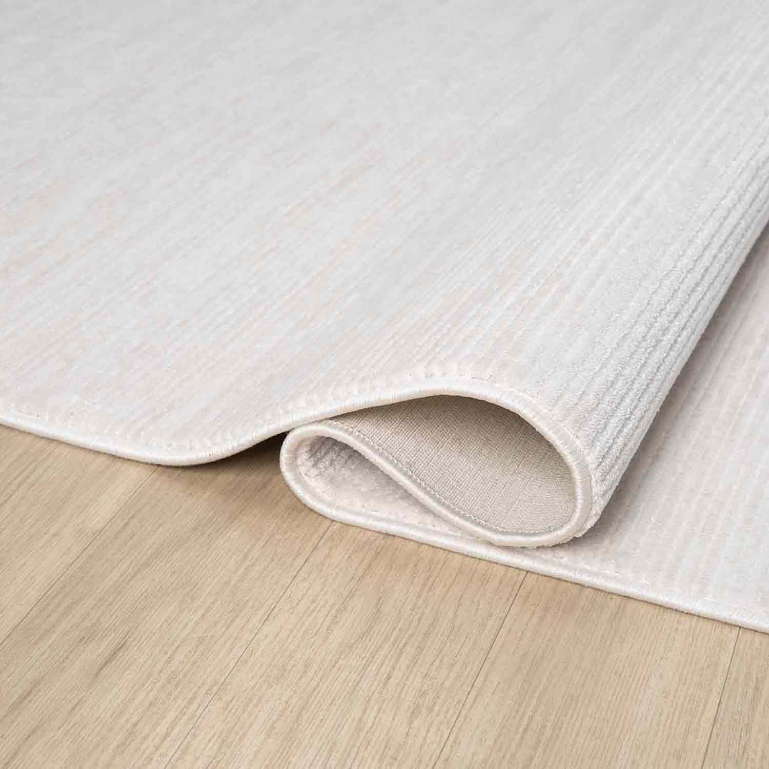 Düz Krem Yatay Çizgili Modern Halı-Pera Halı