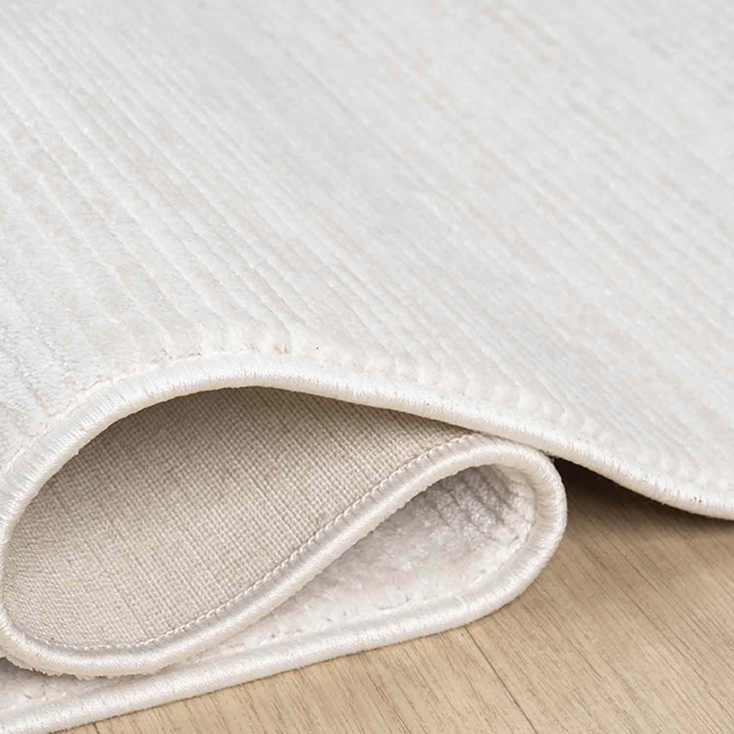 Düz Krem Yatay Çizgili Modern Halı-Pera Halı