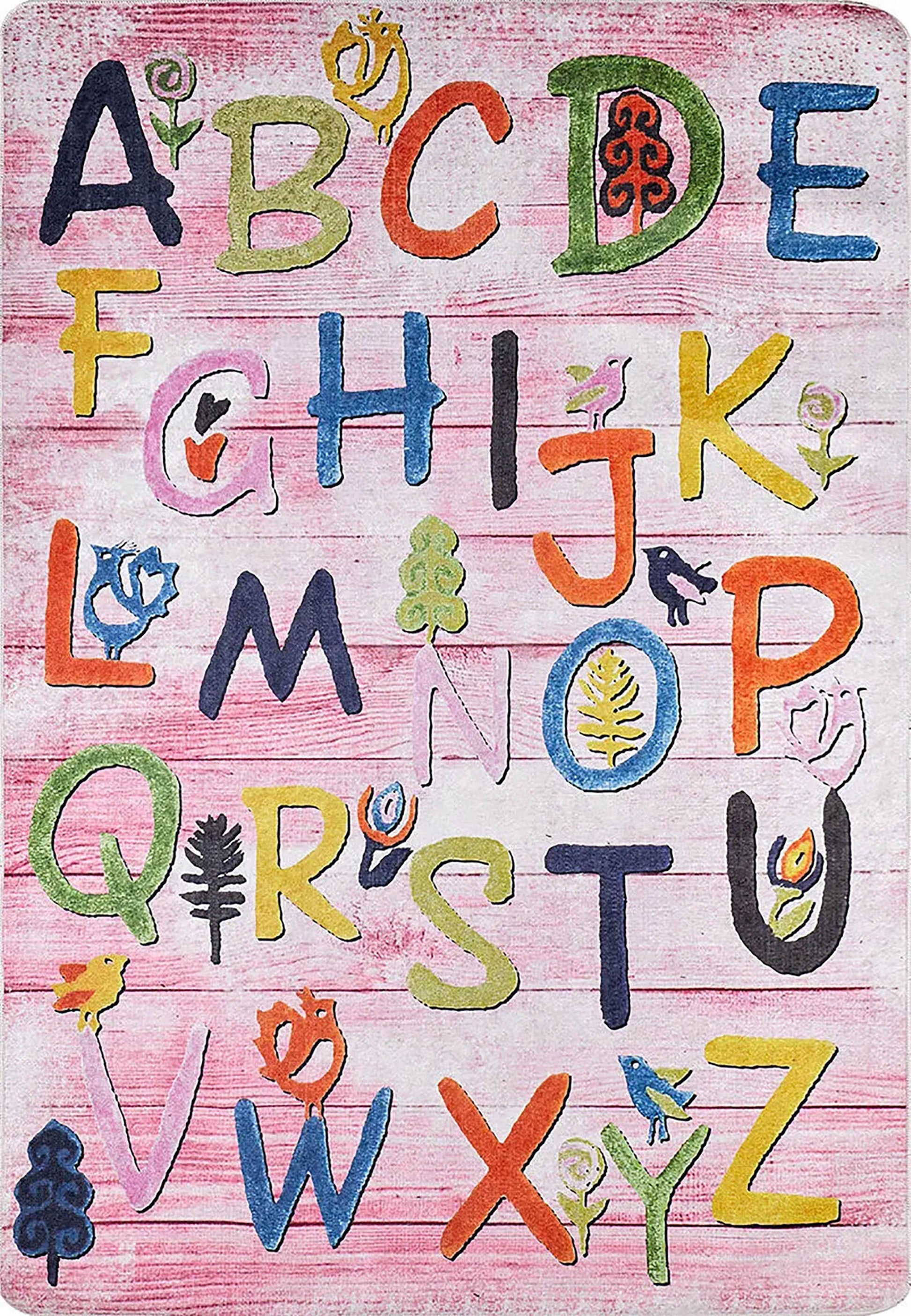 Eğitici Alfabe Desenli Canlı Renkli Çocuk Halısı-Pera Halı