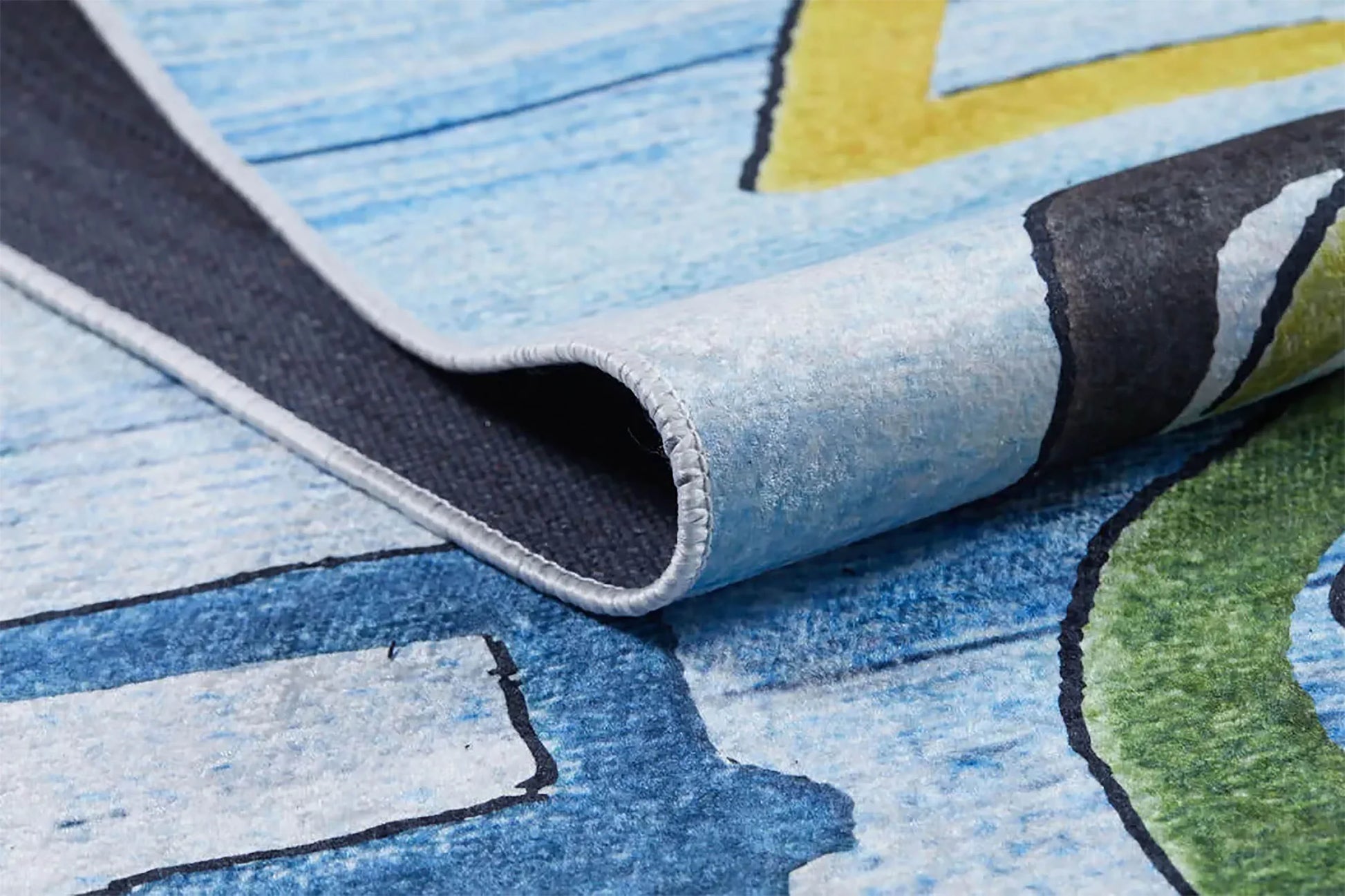 Eğitici Alfabe Desenli Mavi Çocuk Halısı-Pera Halı