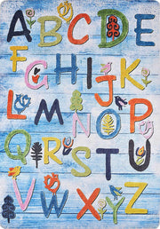 Eğitici Alfabe Desenli Mavi Çocuk Halısı-Pera Halı