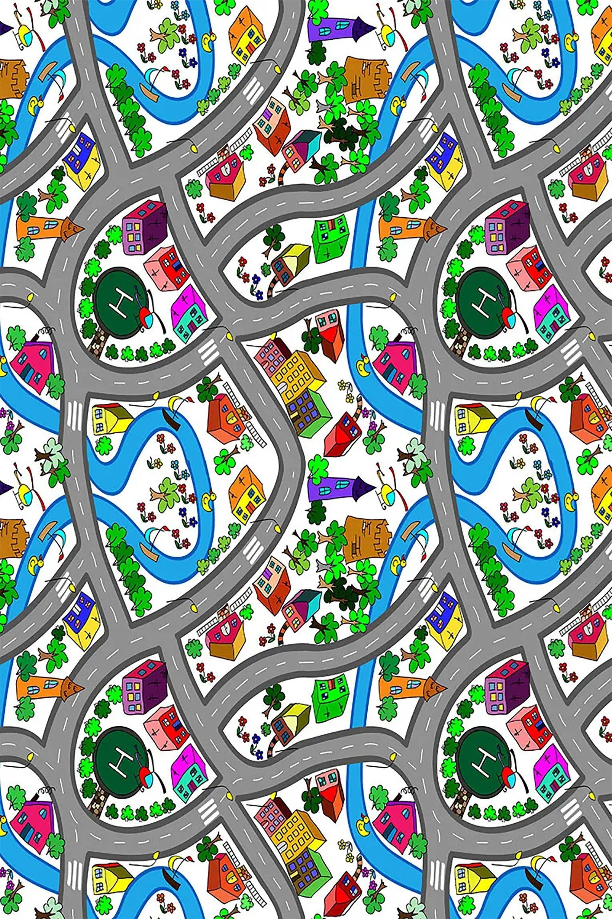 Eğitici Şehir Haritası ve Oyun Yolu Çocuk Halısı-Pera Halı