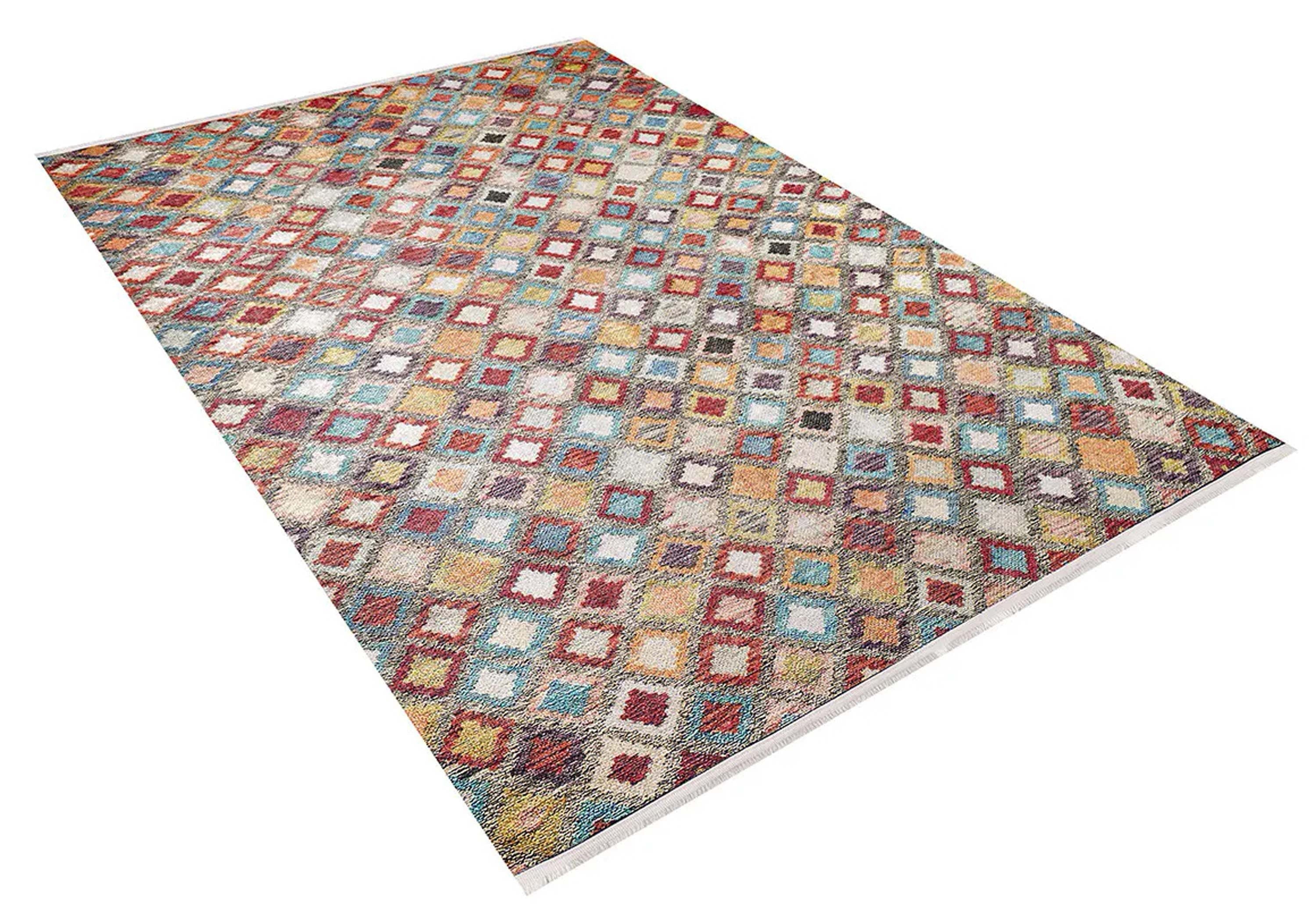 Renkli Kare Desenli Anadolu Kilim Halı - Pera Halı