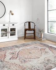 Eskitme Bej Turuncu Desenli Halı-Pera Halı