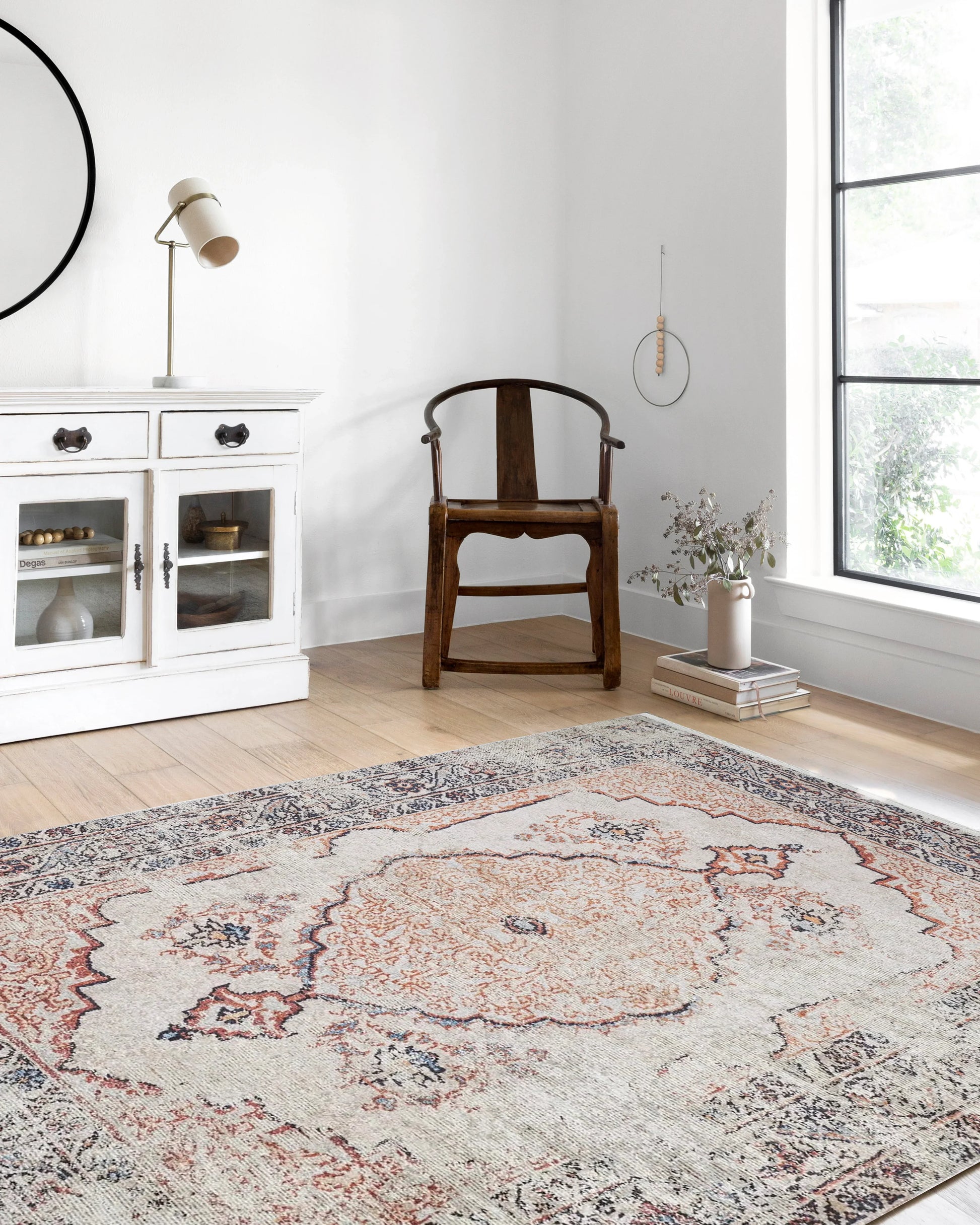 Eskitme Bej Turuncu Desenli Halı-Pera Halı