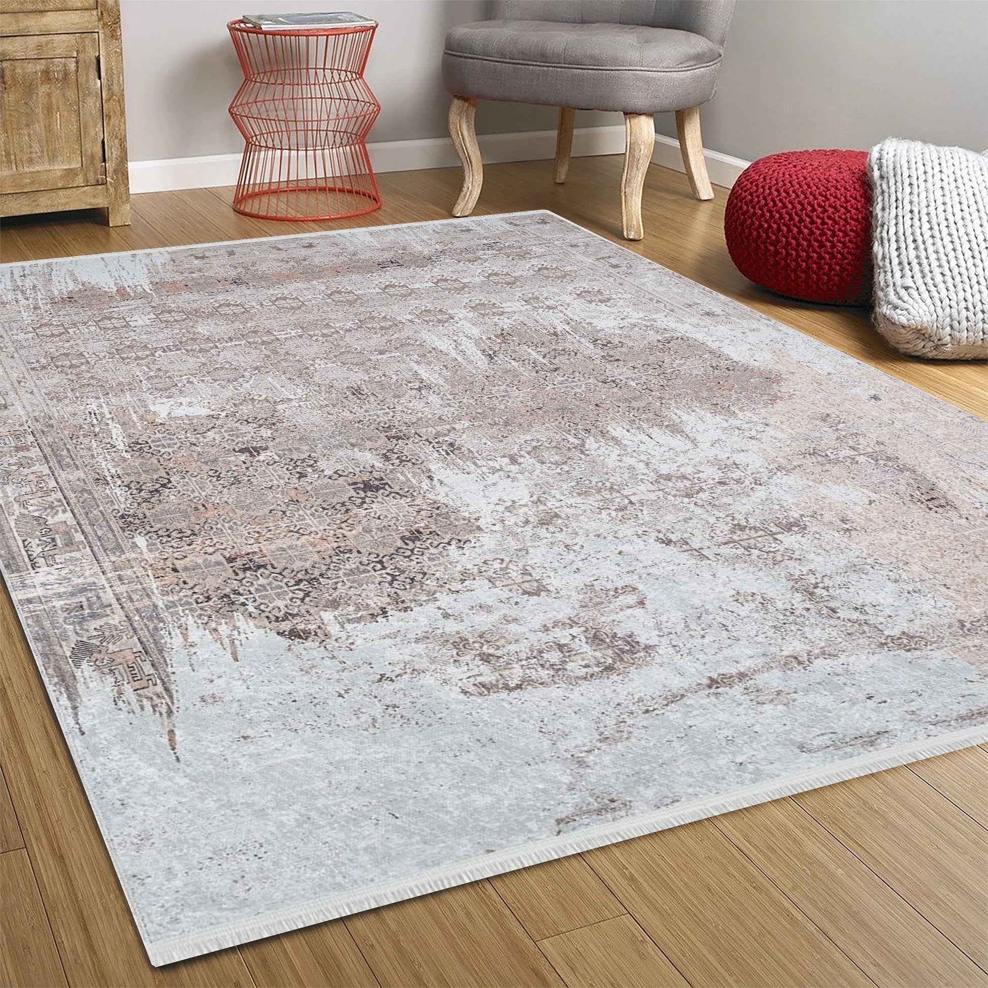 Eskitme Doğal Bej & Pudra Halı-Pera Halı