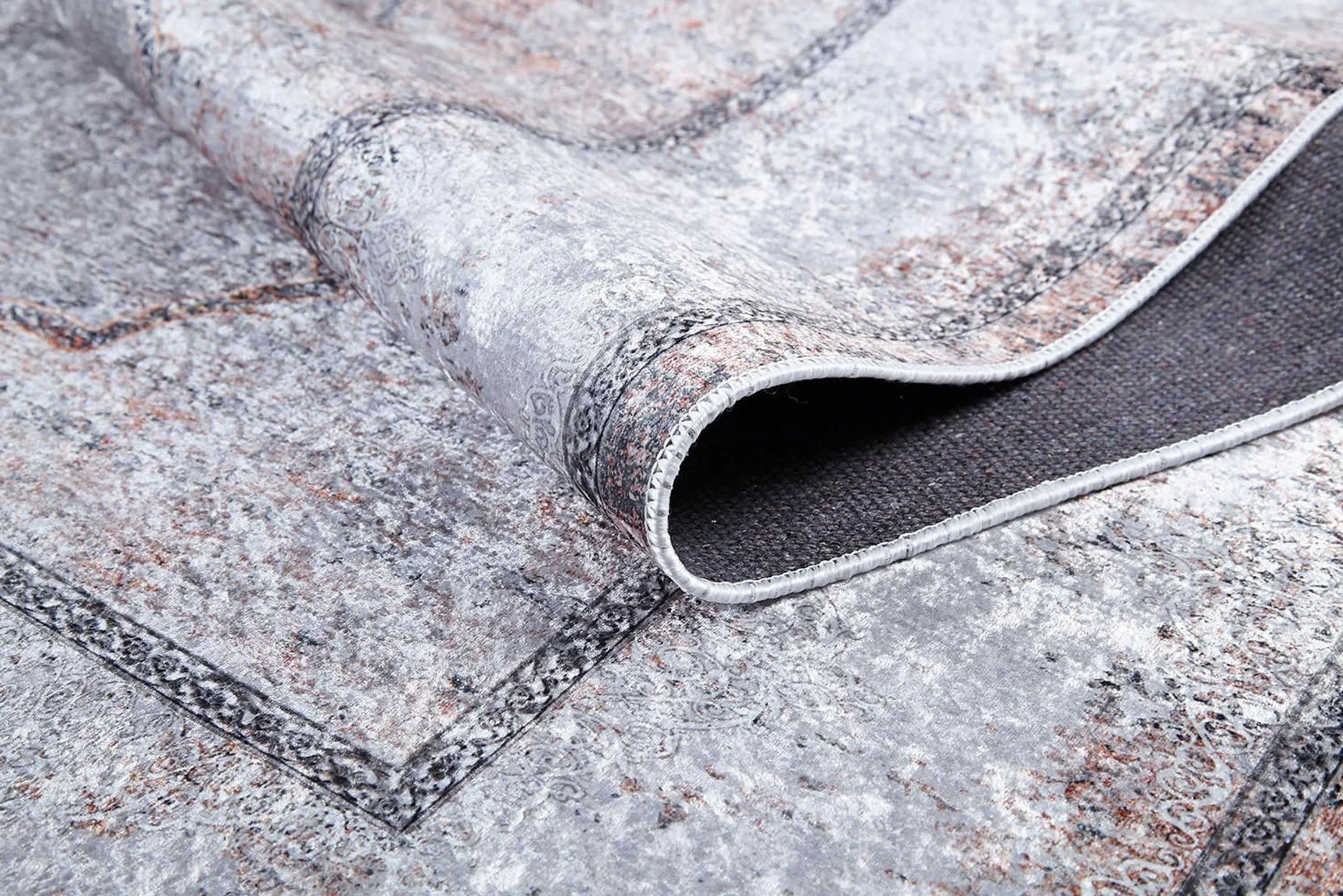 Eskitme Doğal Fildişi Bej Gri Halı-Pera Halı