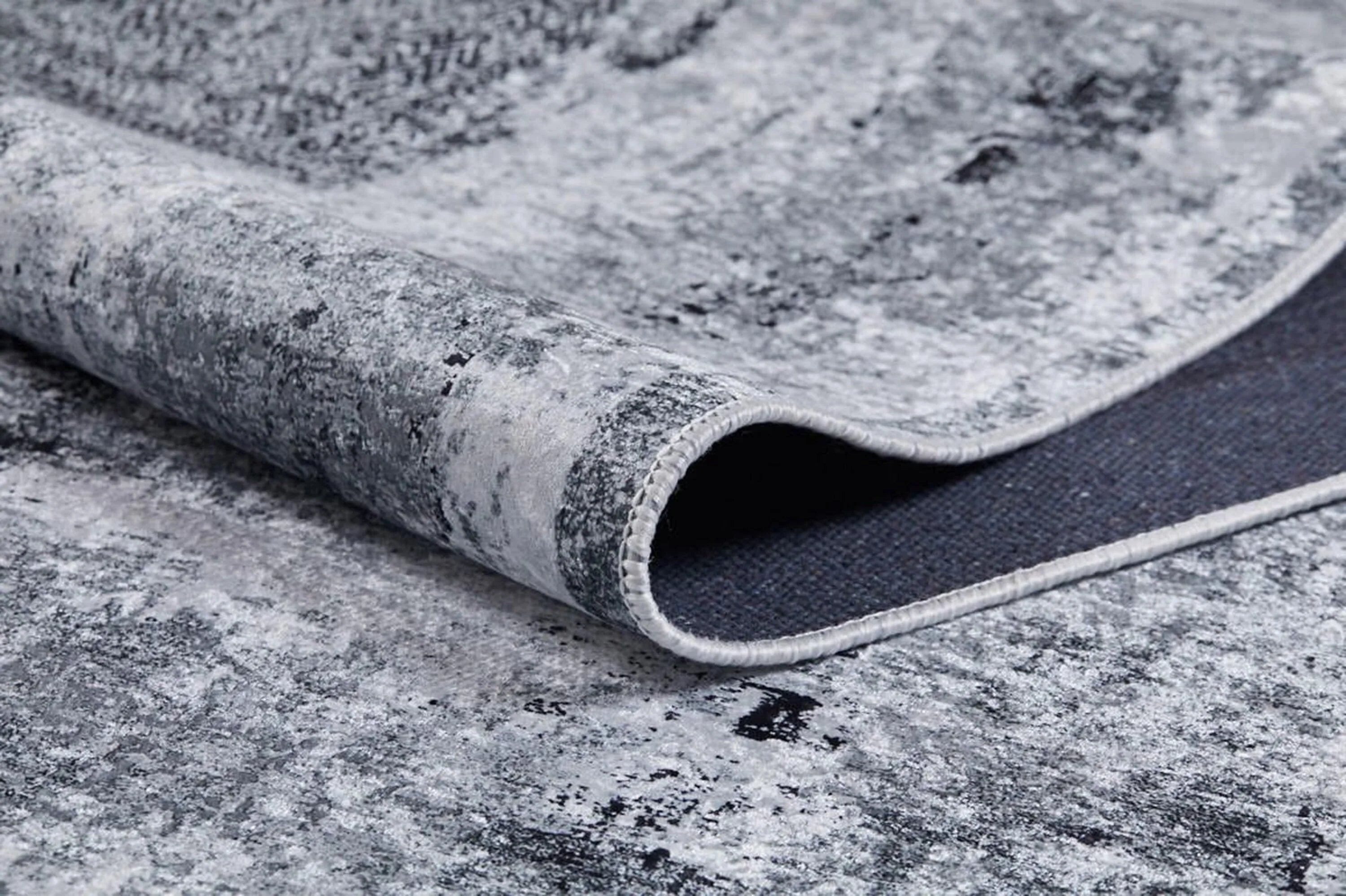 Eskitme Gri Abstract Desenli Halı-Pera Halı