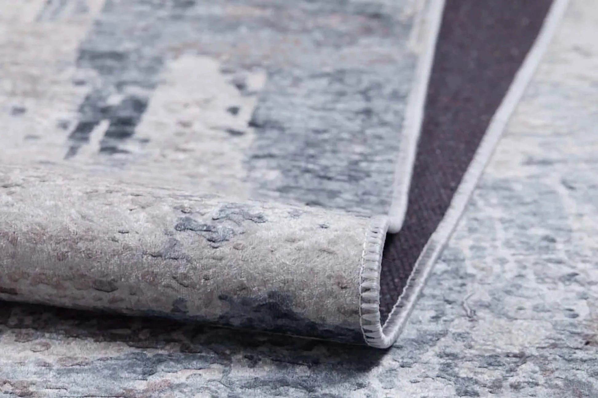 Eskitme Gri Krem Abstract Desenli Halı-Pera Halı