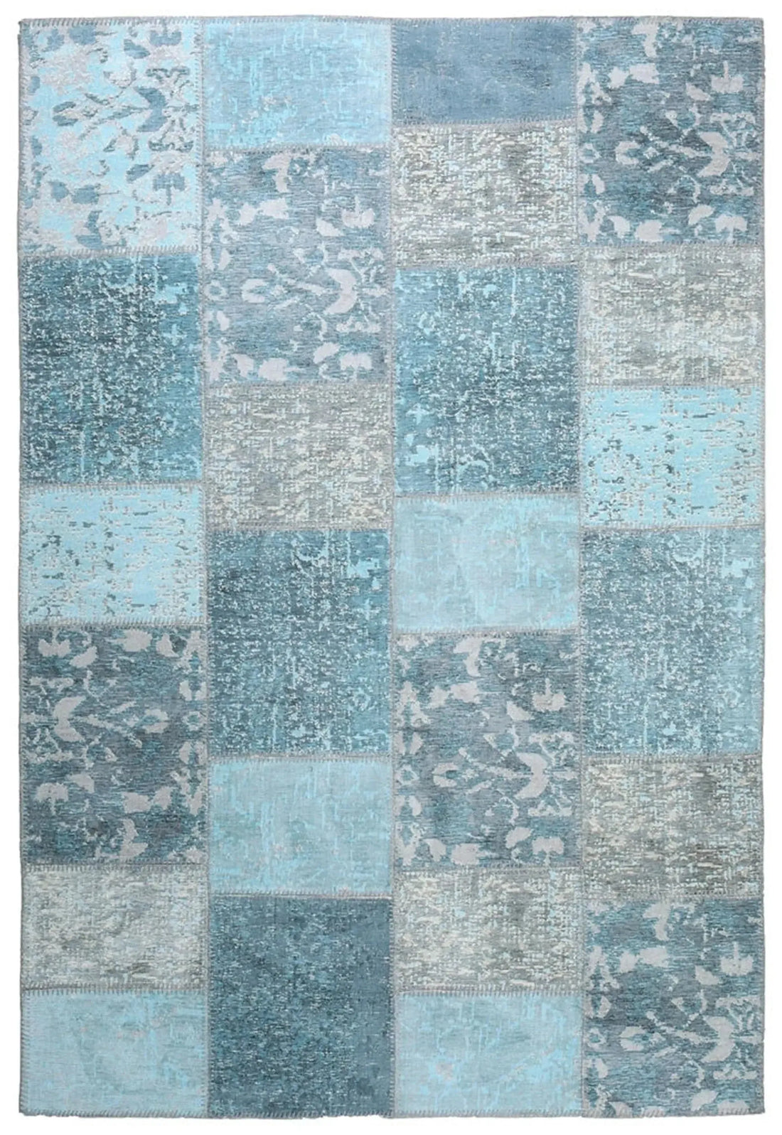 Eskitme Patchwork Açık Gökyüzü Mavi Halı-Pera Halı