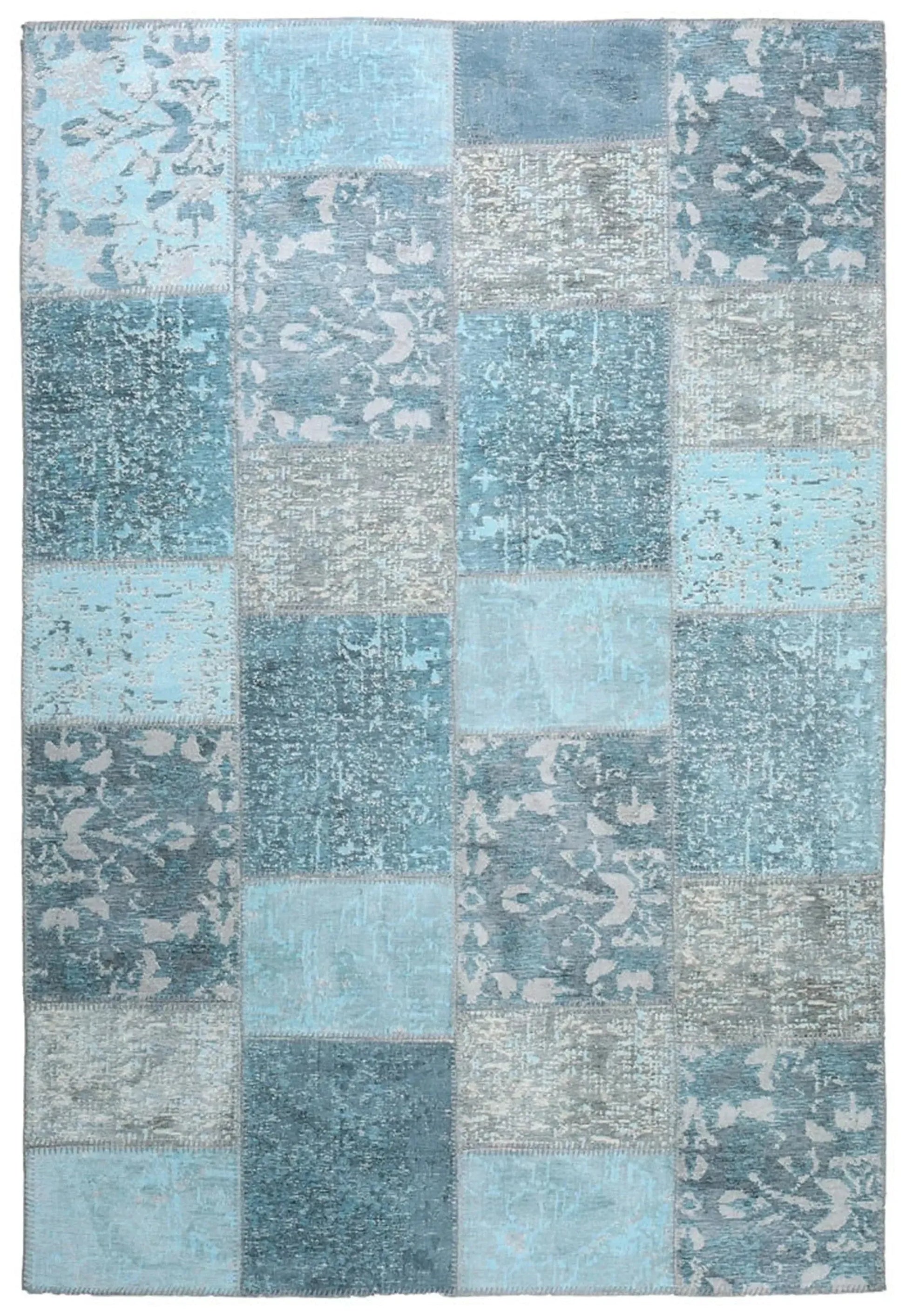 Eskitme Patchwork Açık Gökyüzü Mavi Halı-Pera Halı