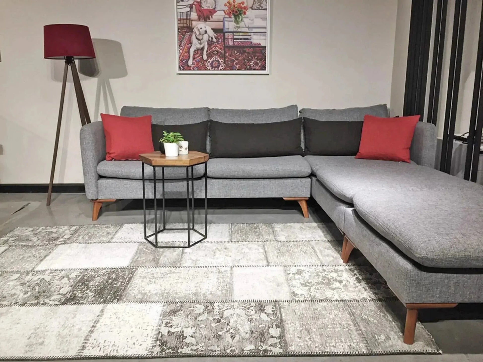 Eskitme Patchwork Açık Gri Halı-Pera Halı