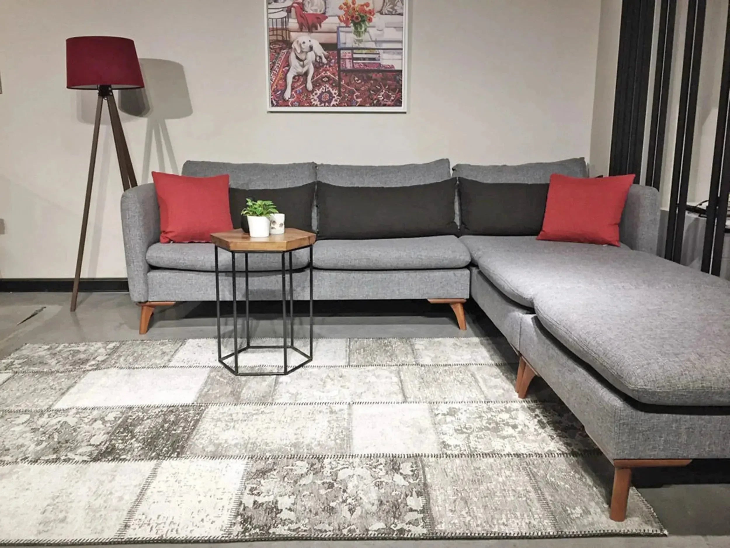 Eskitme Patchwork Açık Gri Halı-Pera Halı