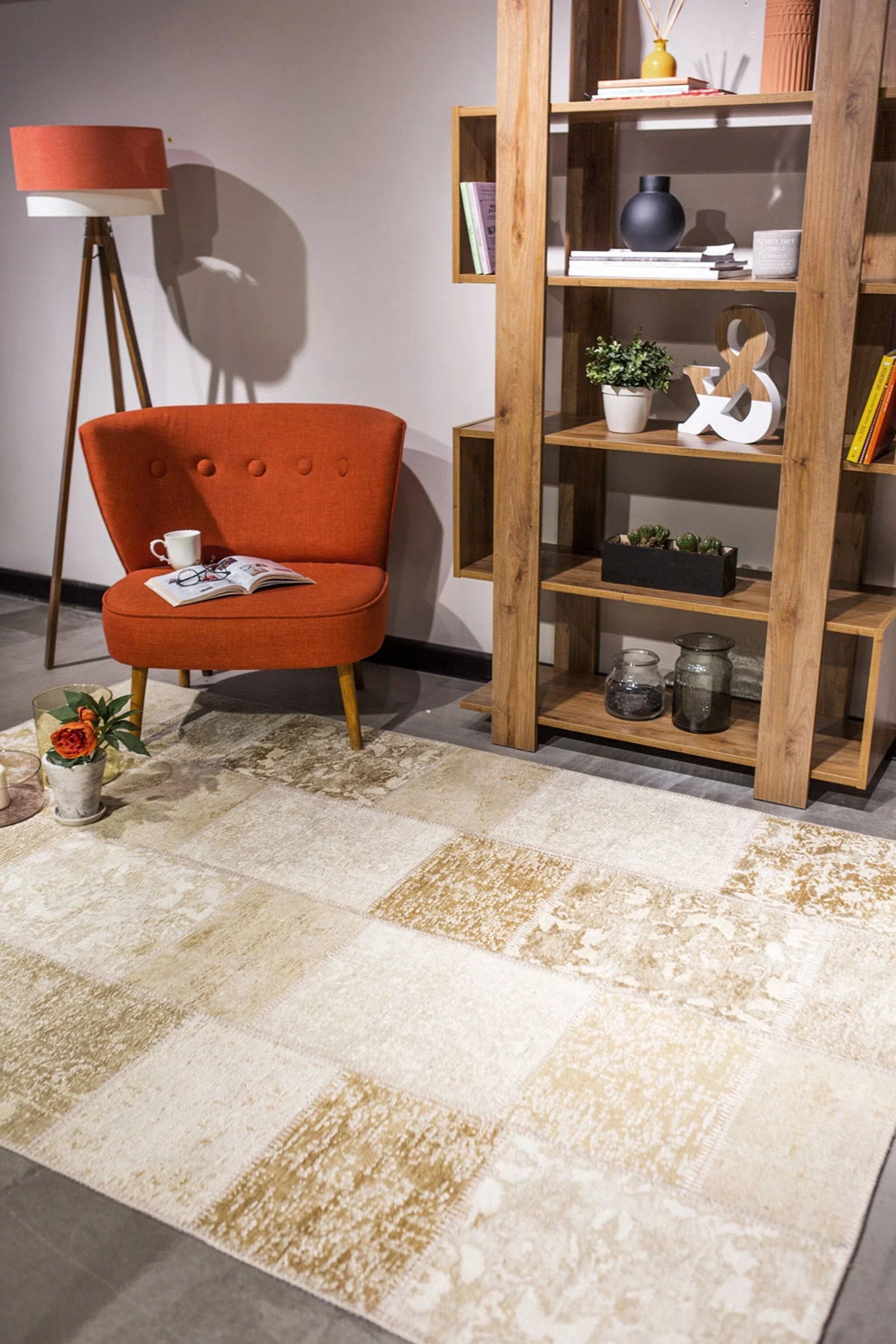 Eskitme Patchwork Bej Halı-Pera Halı