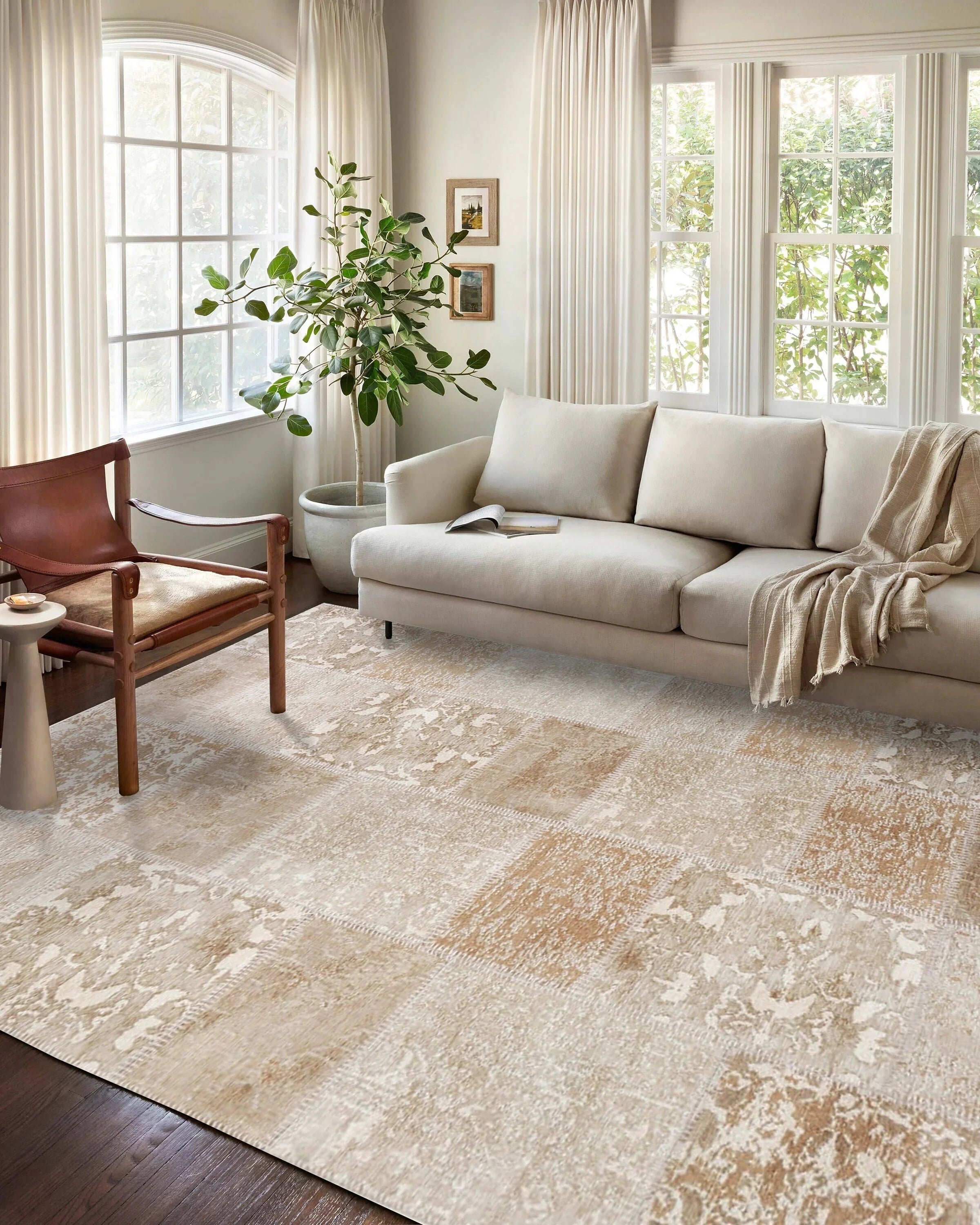 Eskitme Patchwork Bej Halı-Pera Halı