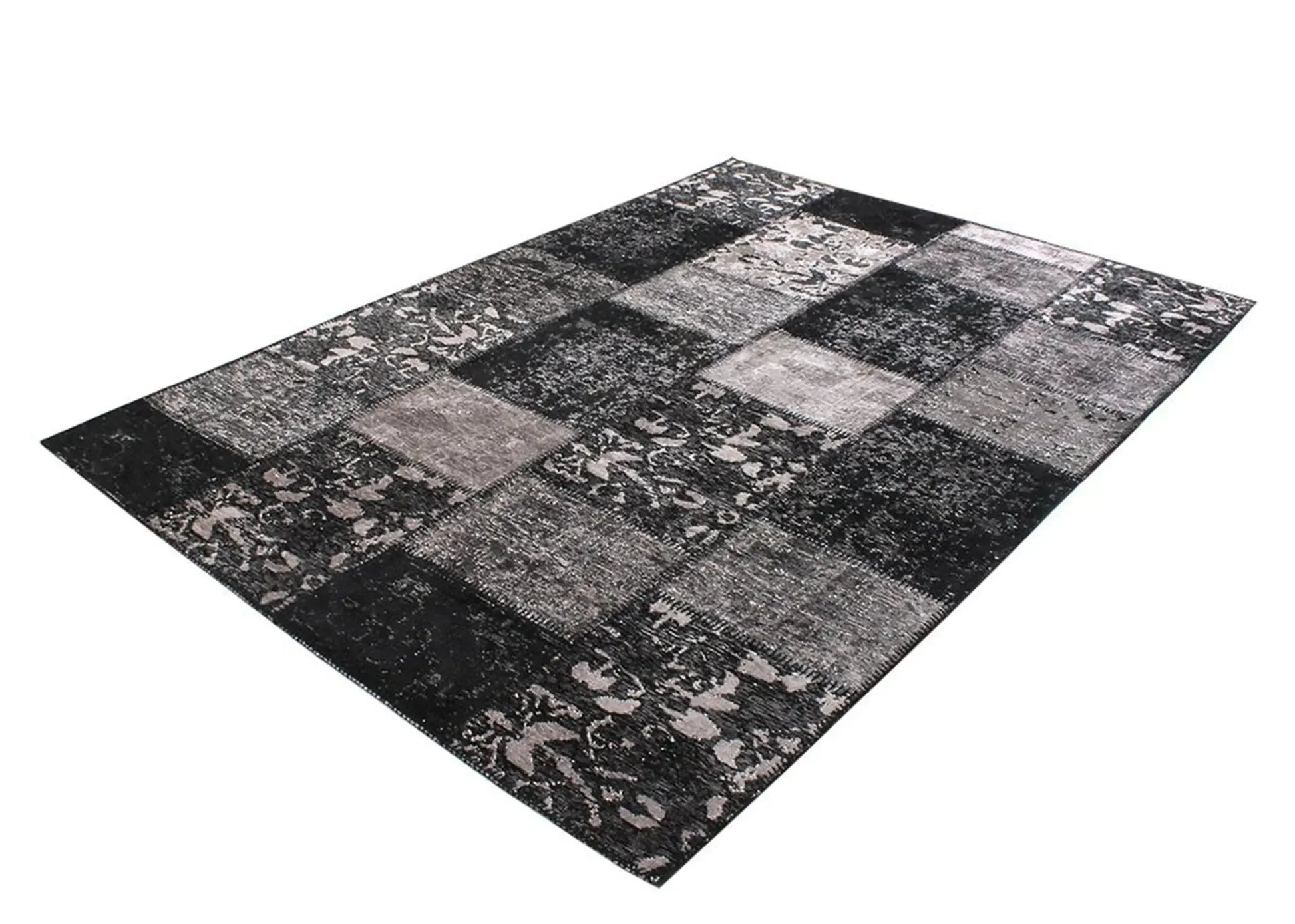 Eskitme Patchwork Siyah Halı-Pera Halı