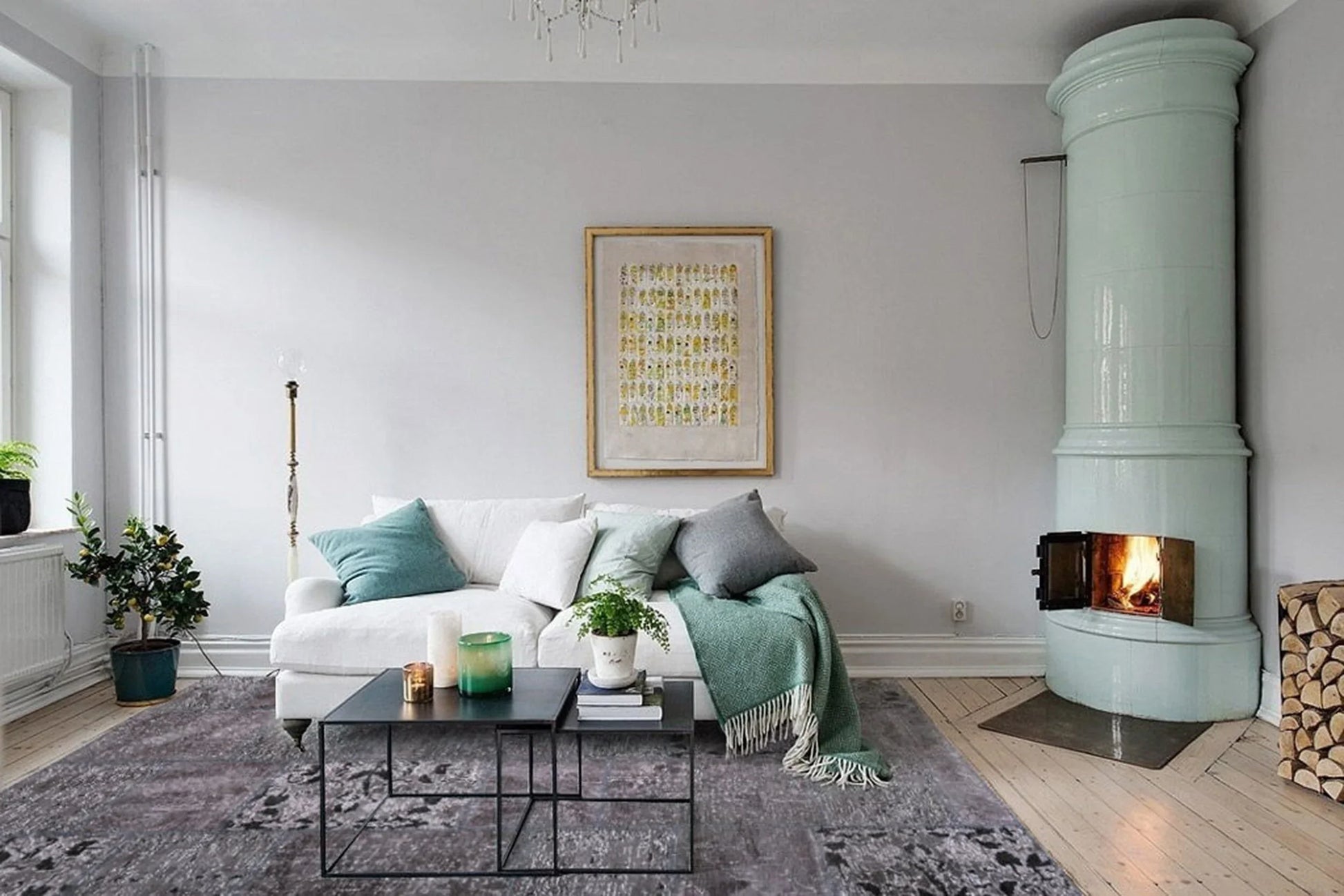 Eskitme Patchwork Vintage Gri Siyah Halı