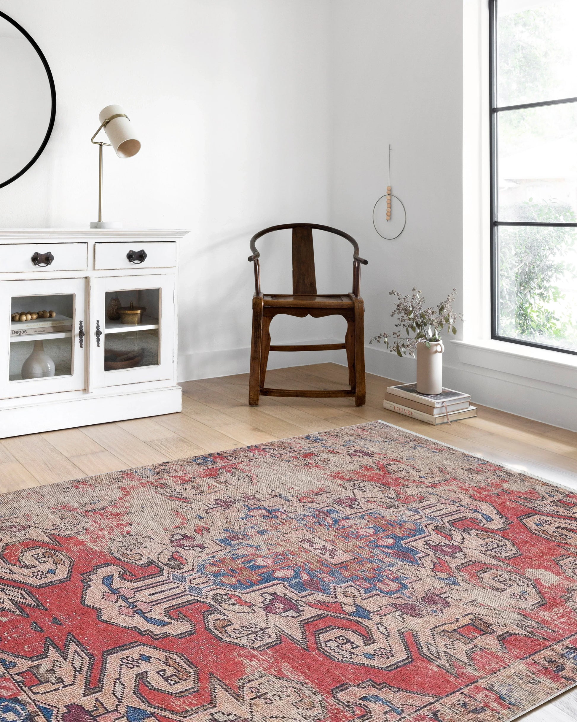 Eskitme Tarzı Soluk Kırmızı Oryantal Halı-Pera Halı