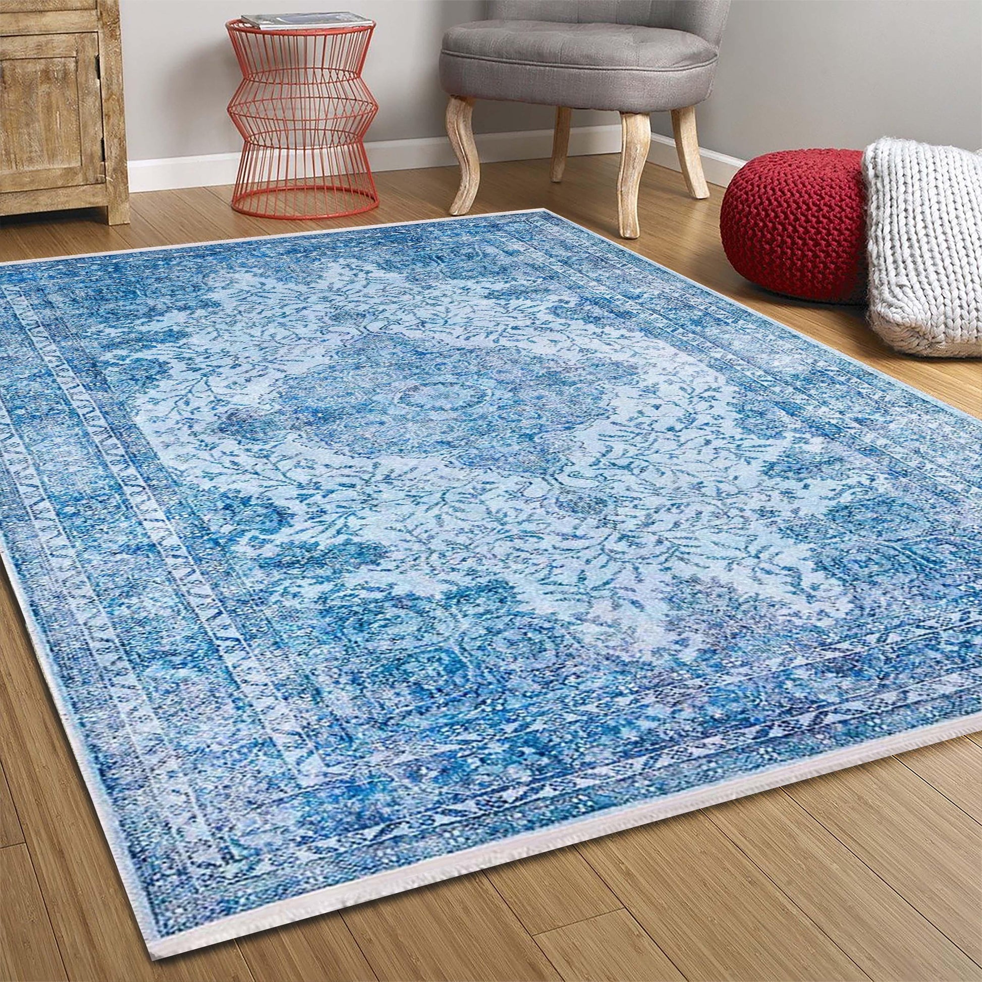 Eskitme Vintage Mavi Halı-Pera Halı