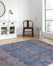 Eşsiz Antik Desenli Kırmızı Mavi Kilim Halı-Pera Halı