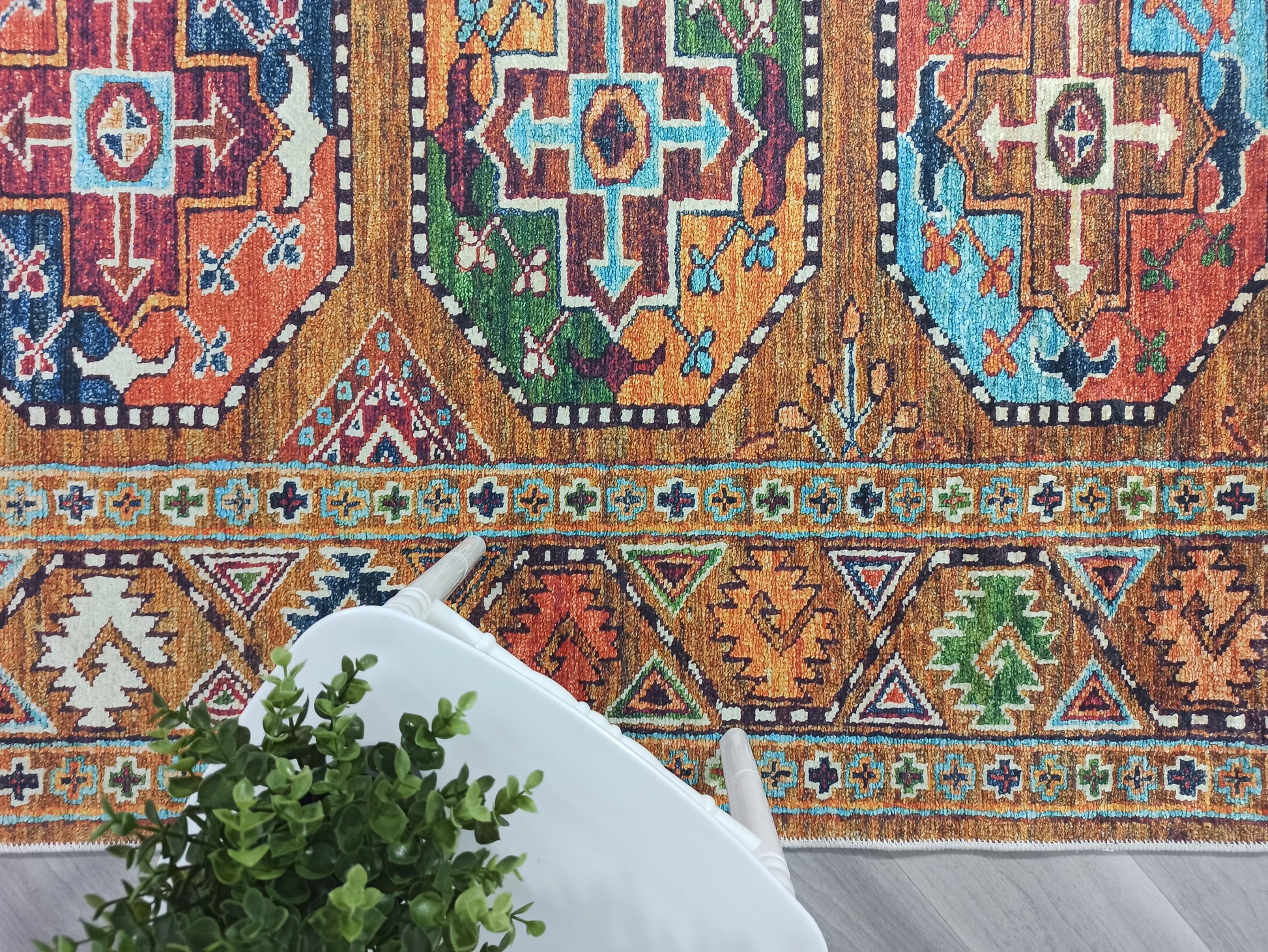 Etnik Kahverengi Çok Renkli Bohem Halı-Pera Halı