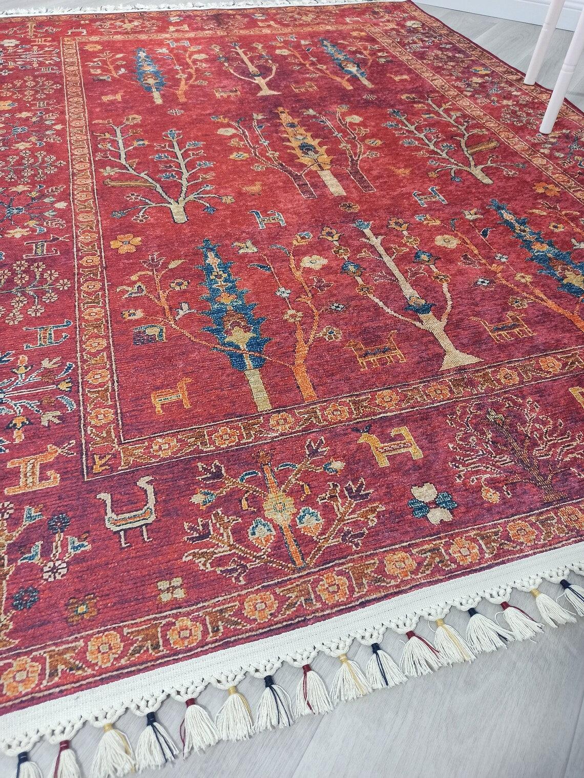 Etnik Kırmızı Anadolu Kilim Halı-Pera Halı