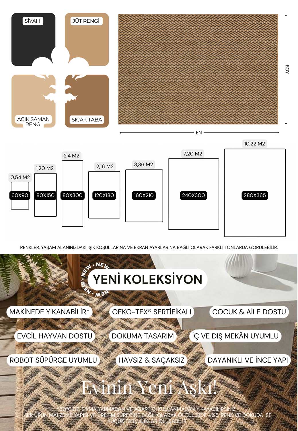 Einfarbiger Teppich in Beige- und Kaffeetönen mit Korbgeflecht-Optik