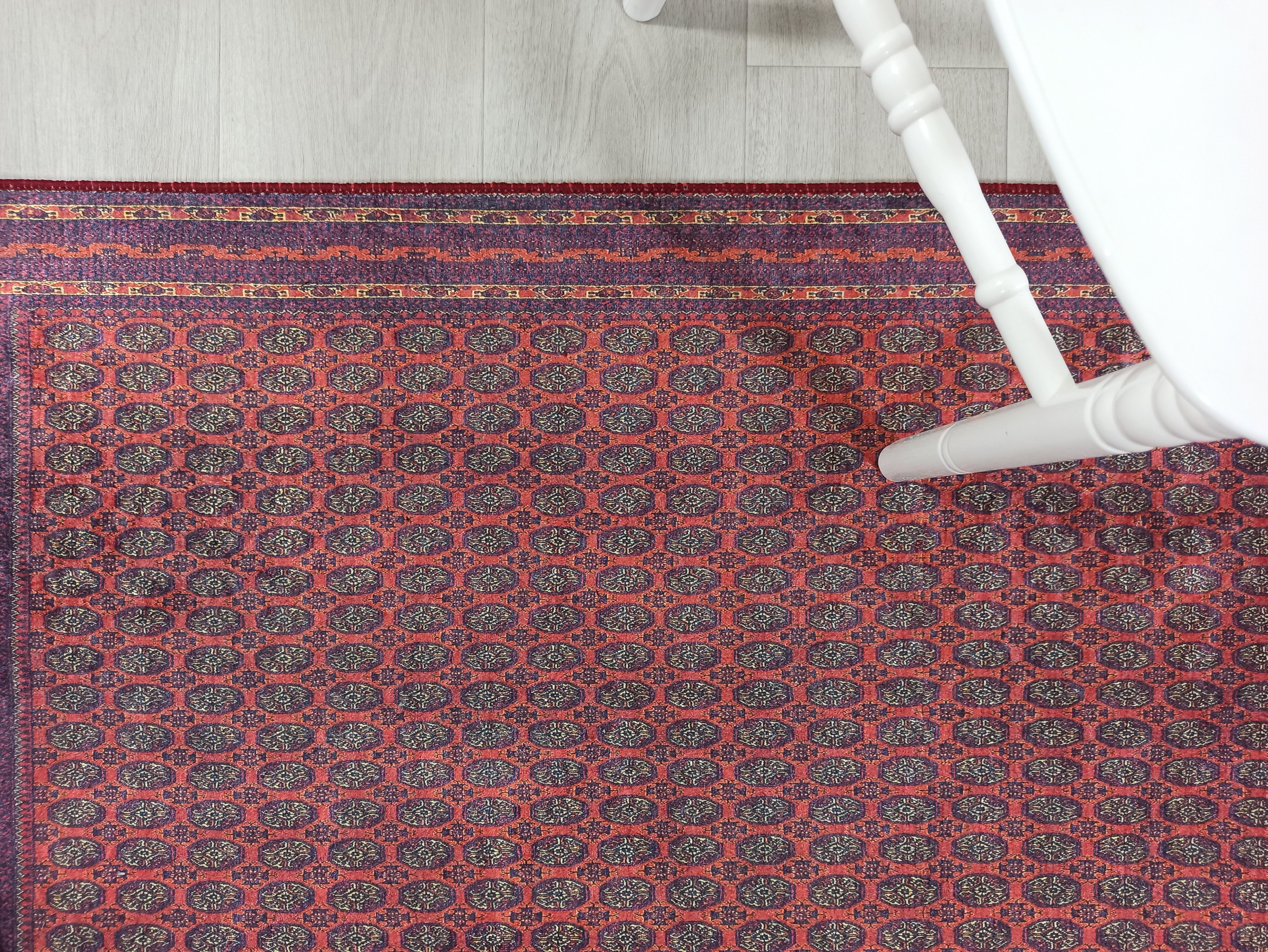 Pale Orange Beige Geometric Patterned Anatolian Kilim Carpet