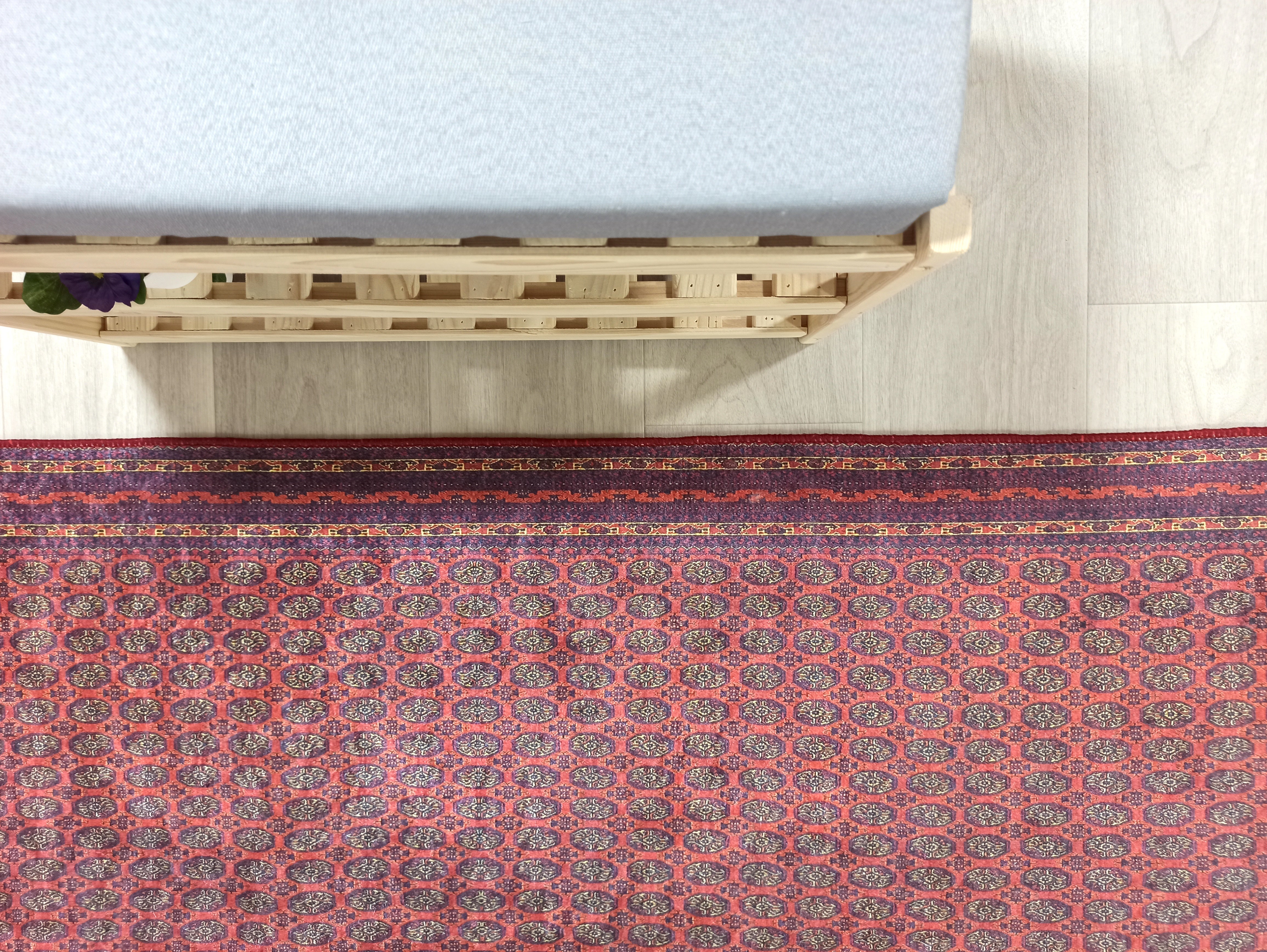 Pale Orange Beige Geometric Patterned Anatolian Kilim Carpet