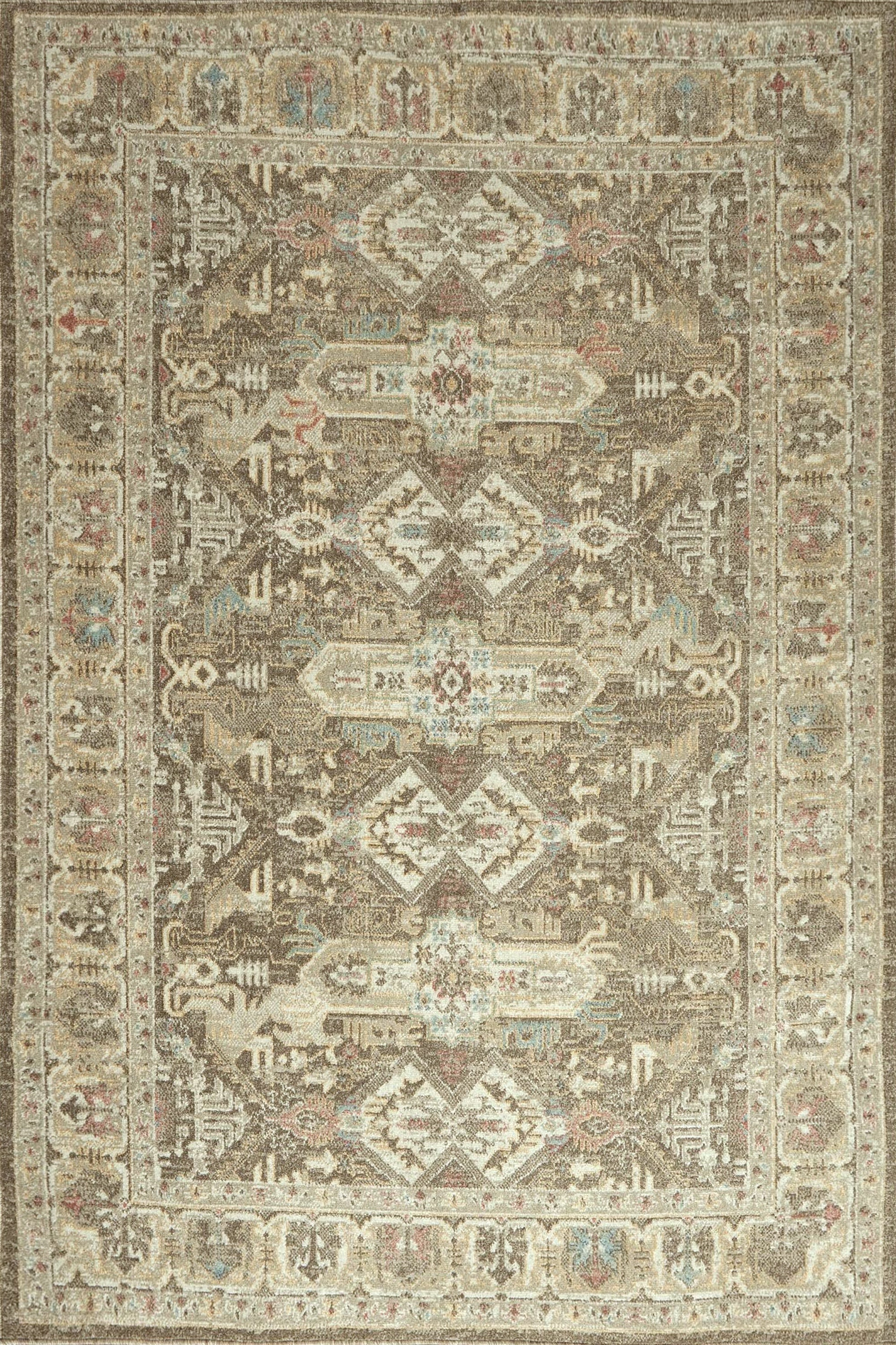 Geometrik Etnik Desenli Kahve ve Toprak Tonları Vintage Halı - FMBH07