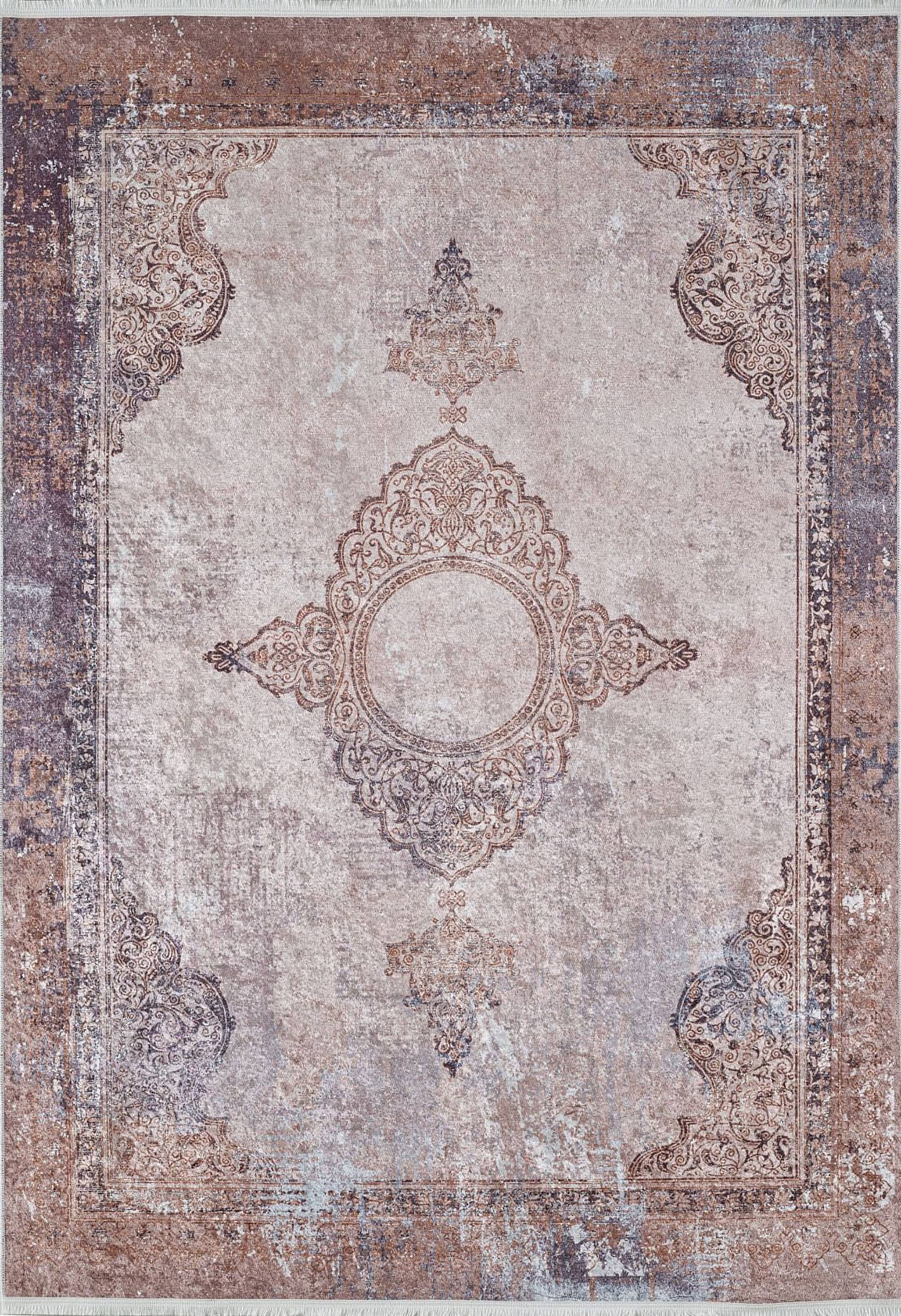 Soluk Pembe Krem Bej Geometrik Desenli Kilim Halı - Pera Halı