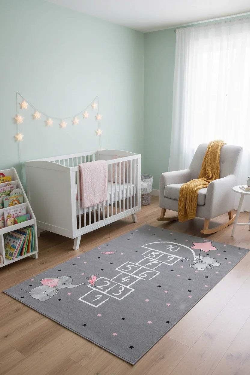 Filler ve Seksek Gri Çocuk Oyun Halısı-Pera Halı