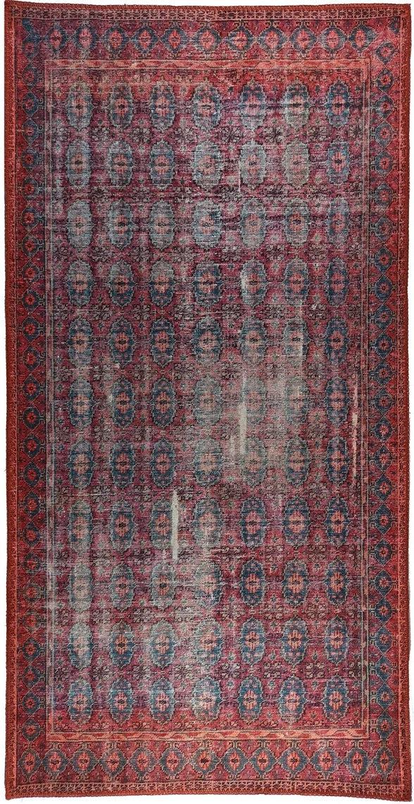 Vintage-Teppich mit Fuchsia- und Rotmuster