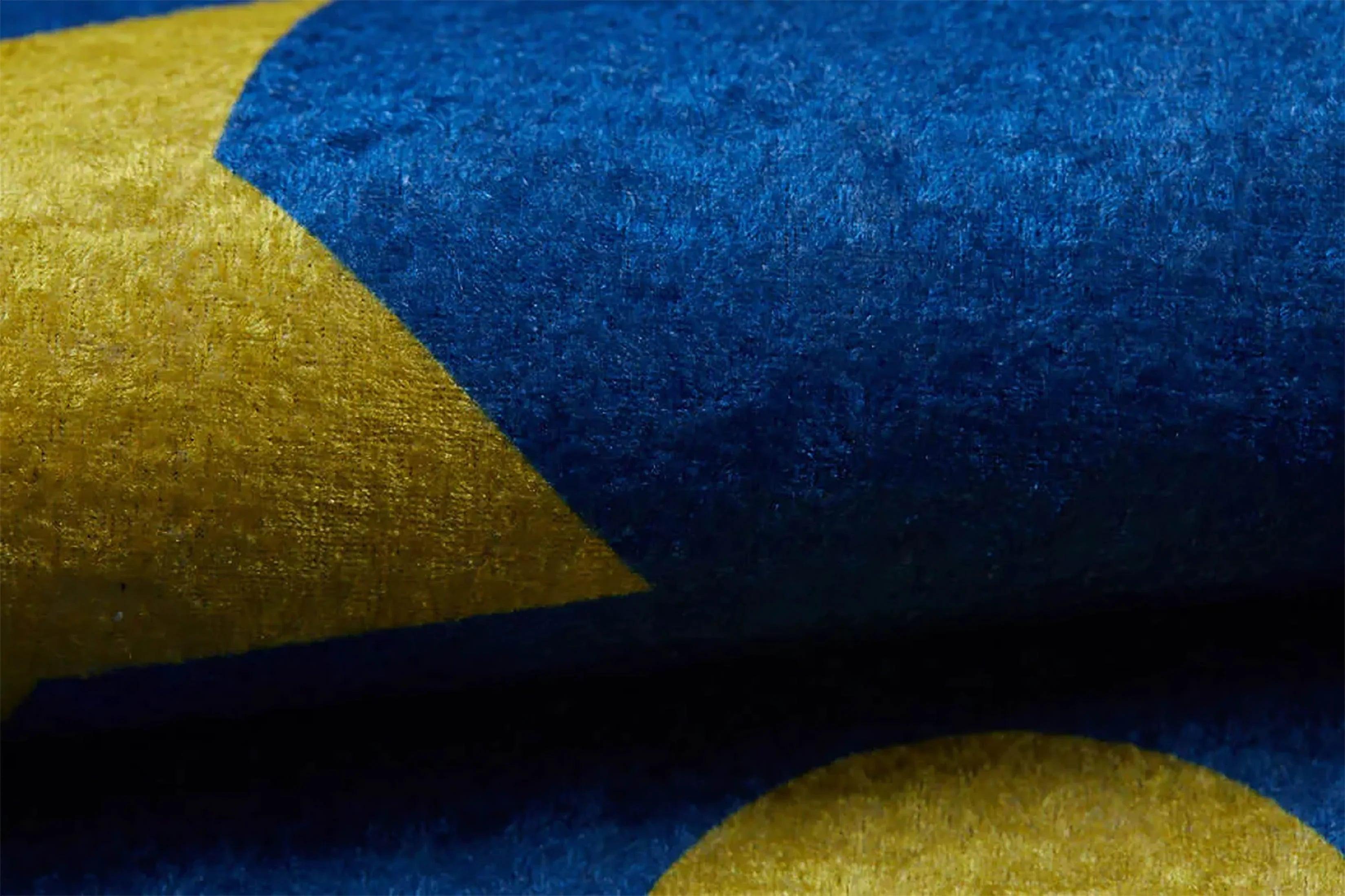 Gece Gökyüzü Desenli Mavi ve Sarı Yıldızlar Çocuk Halısı-Pera Halı