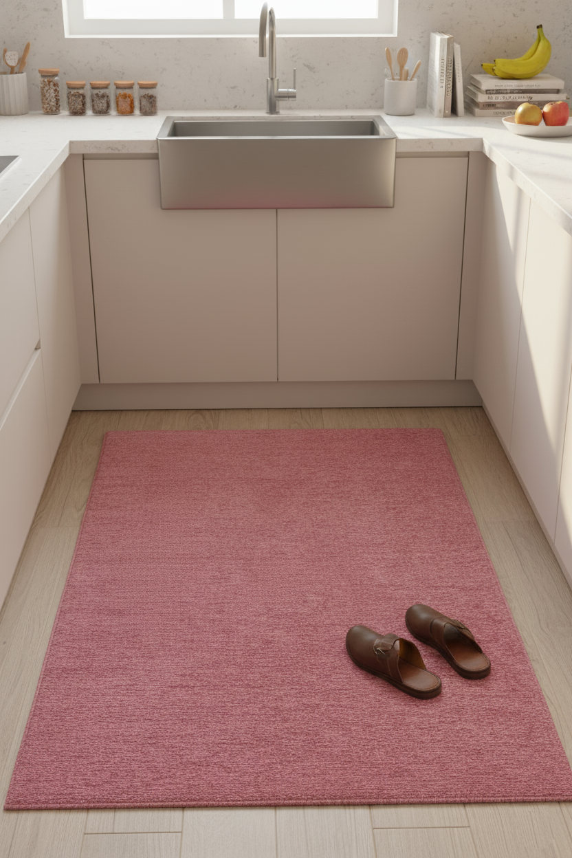 Pembe Düz Modern Bohem Halı