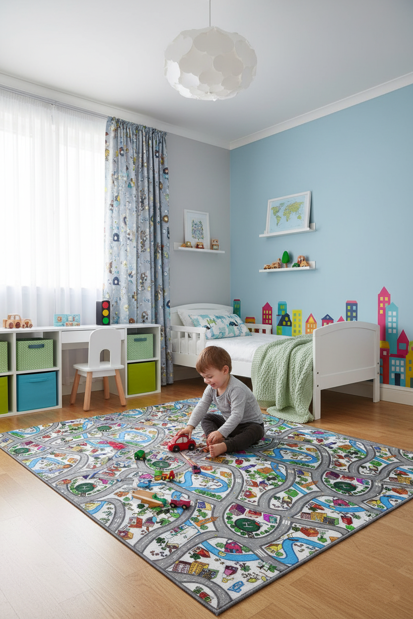 Kinderteppich mit Verkehrsmotiv