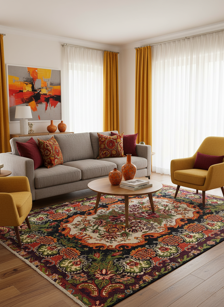 Karabakh Azerbaijan Flower Patterned Carpet