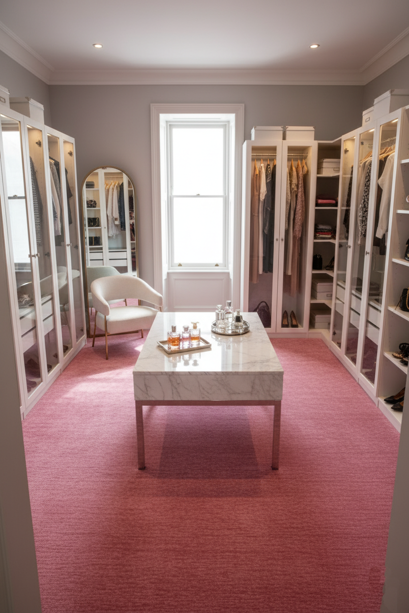 Pembe Düz Modern Bohem Halı