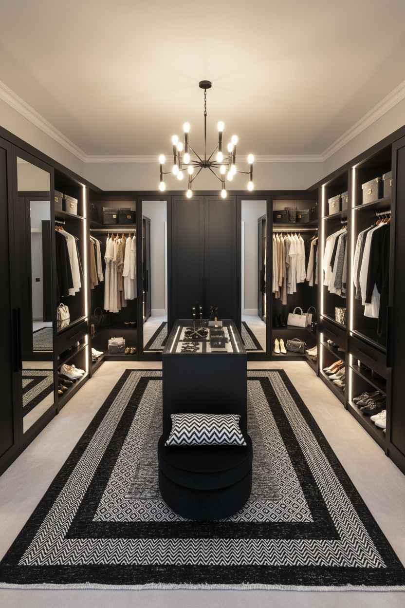 Modern Yıkanabilir Antibakteriyel Salon Halısı – Gri &Siyah, Pamuk & Polyester