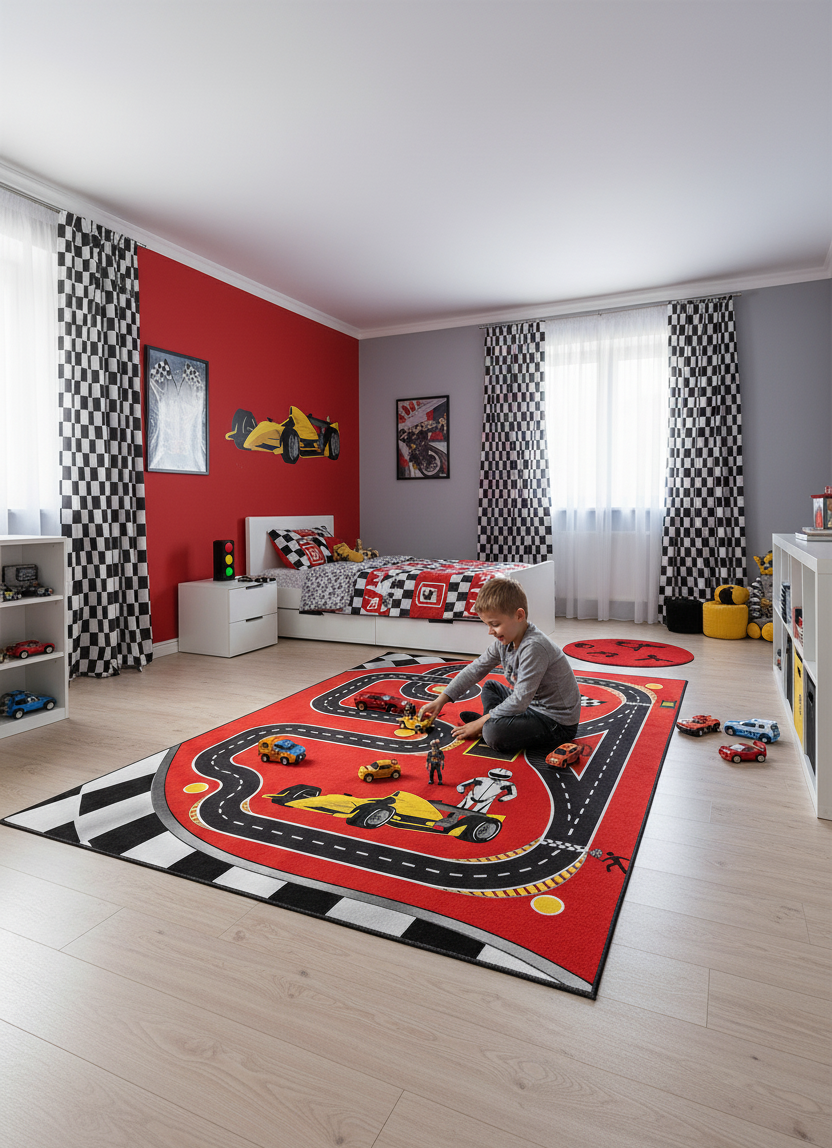 Kinderteppich mit Verkehrsmotiv