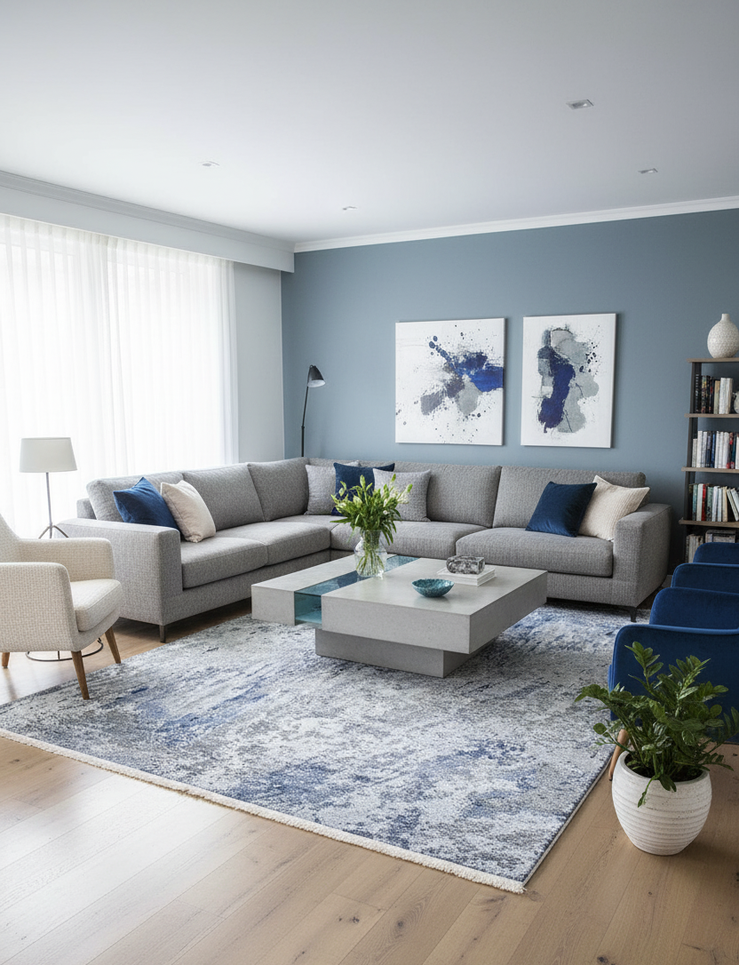 Blue Gray Modern Carpet