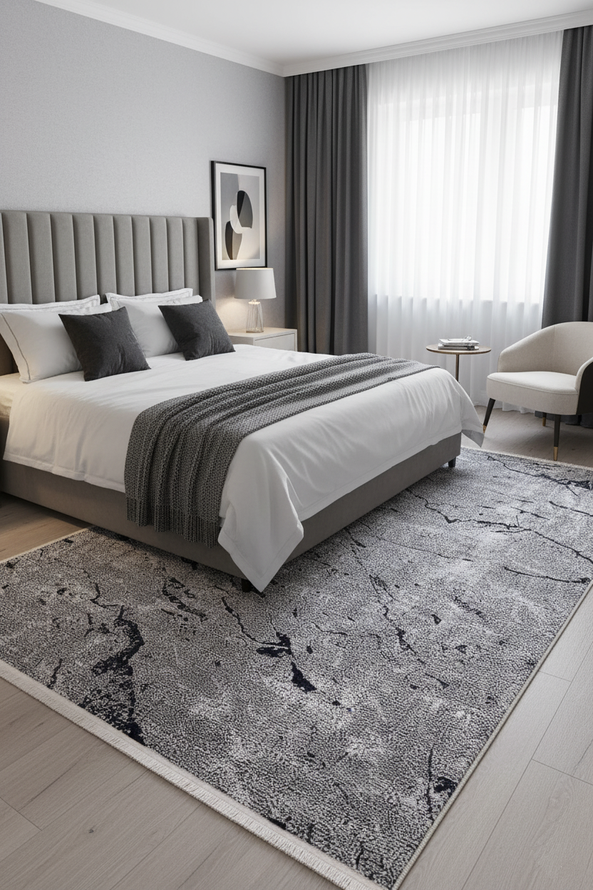 Marble Patterned Gray Carpet
