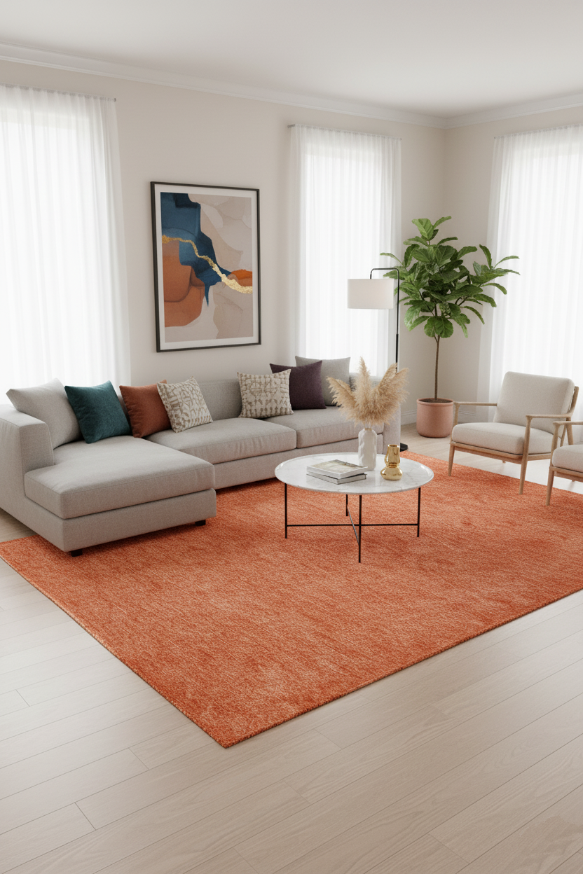 Turuncu Düz Dokuma Modern Bohem Halı