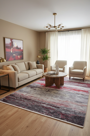 Canlı Kırmızı ve Gri Soyut Sanat Halısı | Modern Geçişli Tasarım Kilim