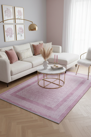 Pembe Modern Yıkanabilir Antibakteriyel Salon Halısı
