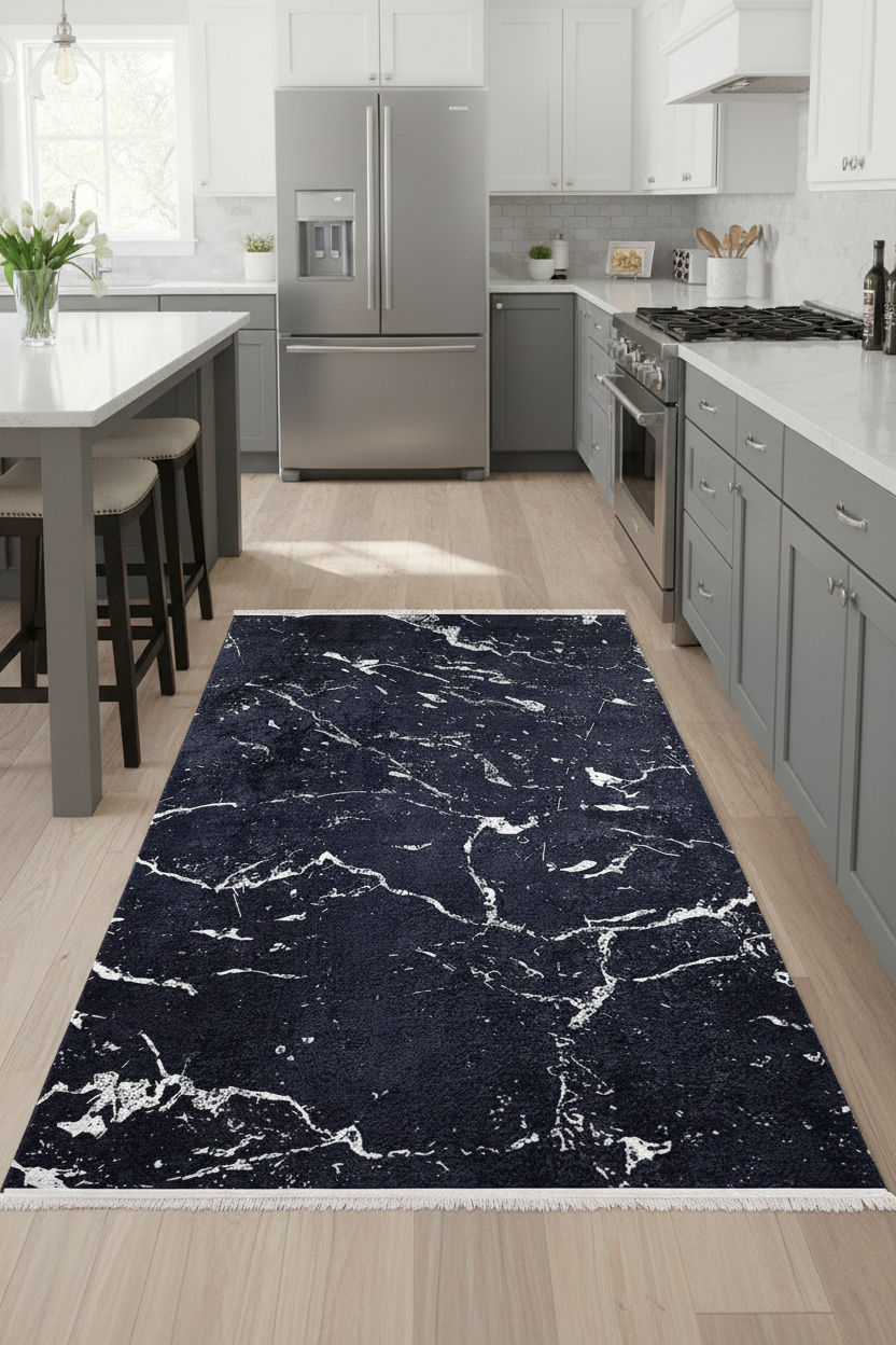 Black Carpet with Marble Pattern