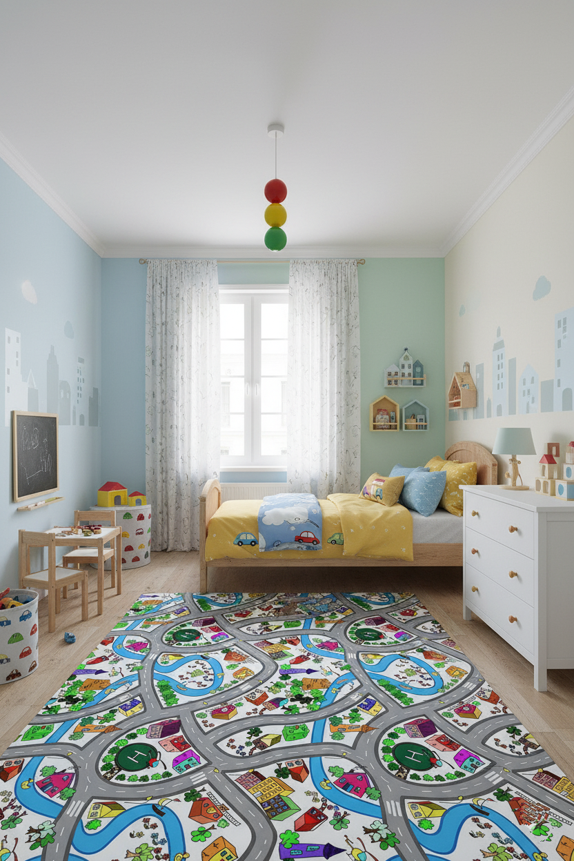 Kinderteppich mit Verkehrsmotiv