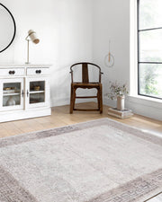 Geometrik Desenli Bej Kenarlı Mermer Halı-Pera Halı