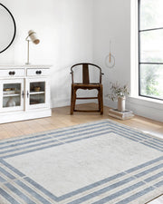 Geometrik Mavi Gri Halı-Pera Halı